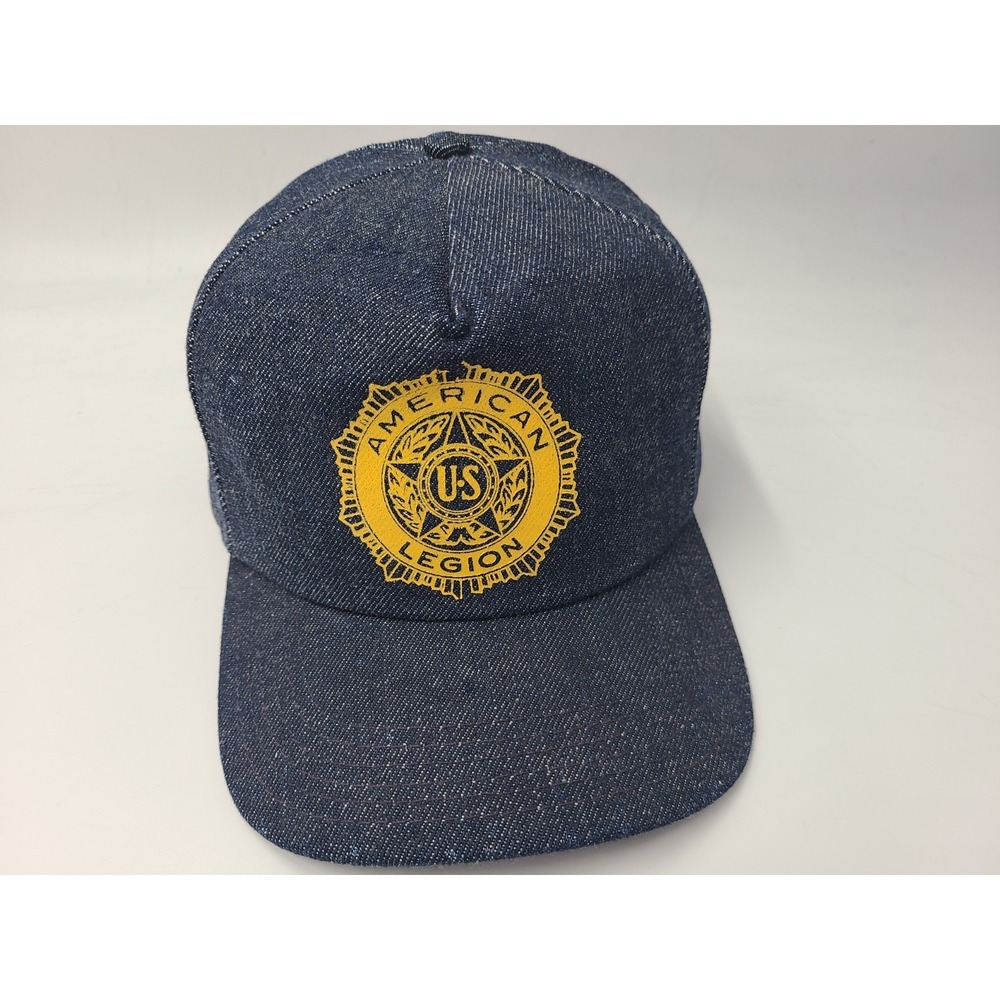 Vintage American Legion Denim Snapback Hat Cap‎ United States Made in USA Blue
